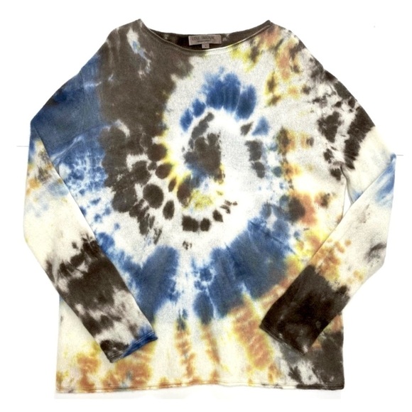 LOVE Tanjane 100% Cashmere Tie Dye Sweaters in Brown and Blue - Picture 8 of 11